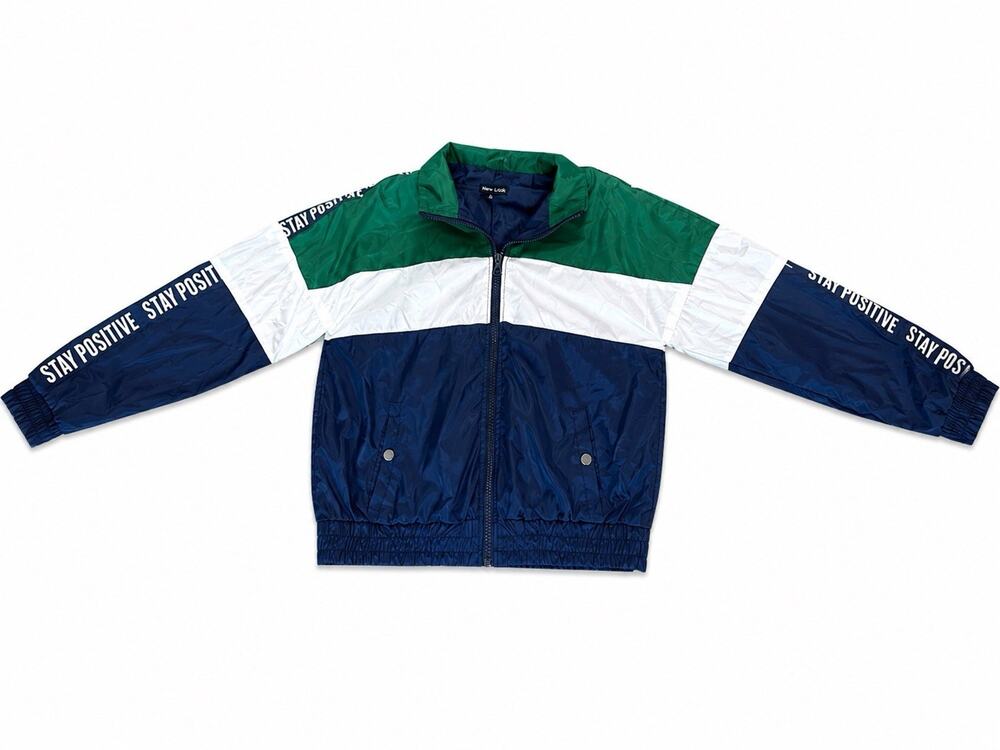 New Look Stay Positive Colorblock Windbreaker Jacket Size Large